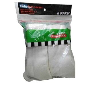 Foot Locker, Kids Socks, Grade School, Shoe Size 3-7, 6 pack